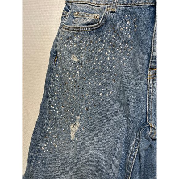 H&M Women's Decorative Sparkly Stones Boyfriend Slim Low Jeans Size 10 approx - Picture 4 of 10